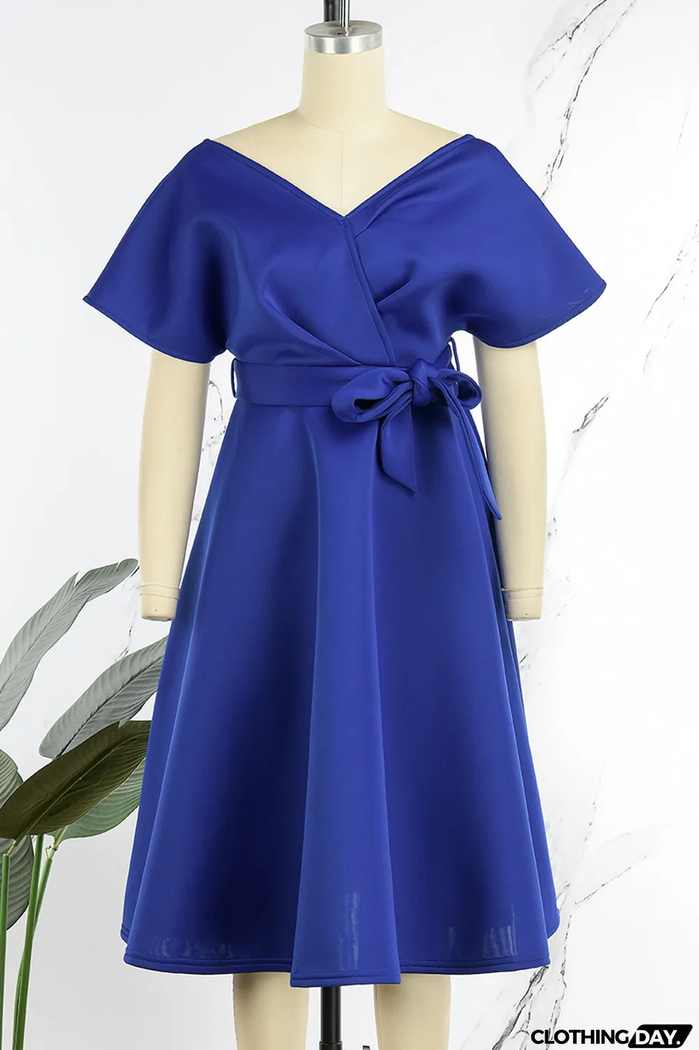 Black Elegant Solid Patchwork With Bow V Neck Evening Dress Dresses