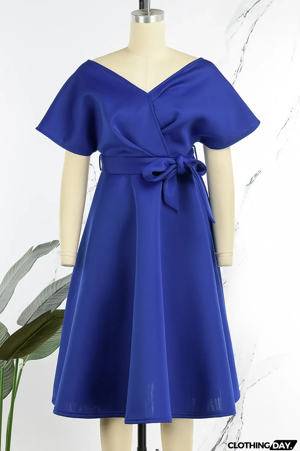 Black Elegant Solid Patchwork With Bow V Neck Evening Dress Dresses