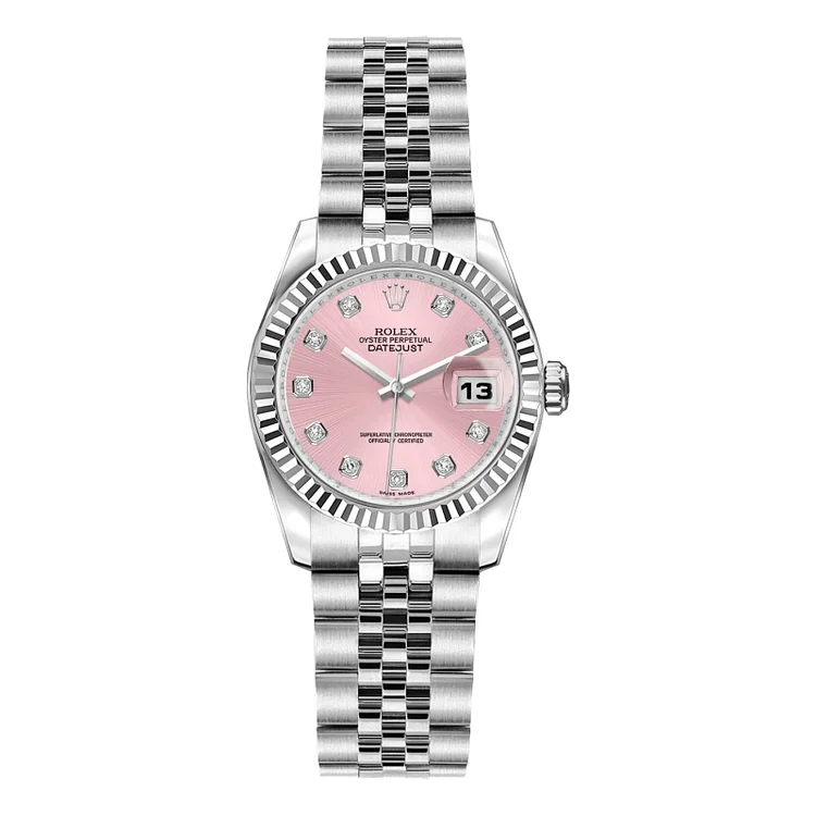 Rolex Datejust 26 Pink Diamond Dial Fluted Bezel Women's Watch 179174