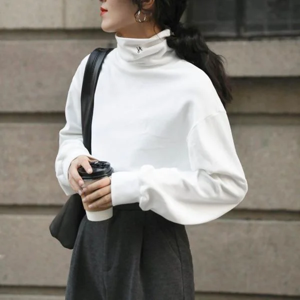 Winter Turtleneck Collar Long Sleeve Blouse