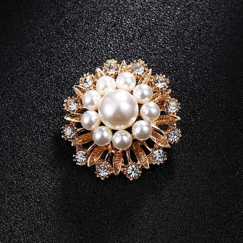 Glam Pin Geometric Alloy Inlay Artificial Pearls Rhinestones Women’S Brooches