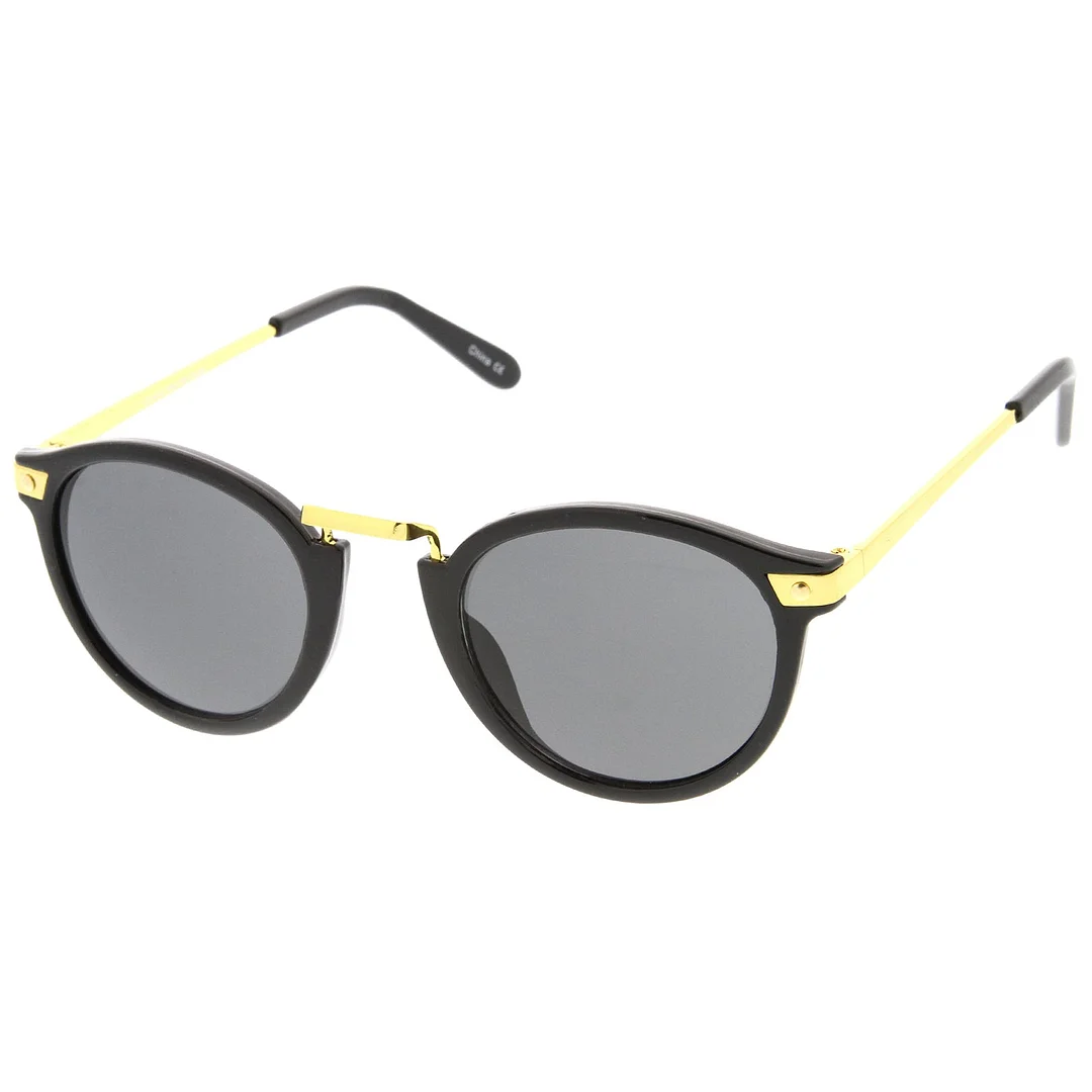 Retro Horn Rimmed Metal Nose Bridge P3 Round glasses 50mm