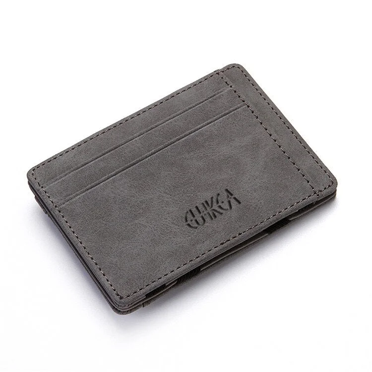 New Men Male PU Leather Mini Small Magic Wallets Zipper Coin Purse Pouch Plastic Credit Bank Card Case Holder