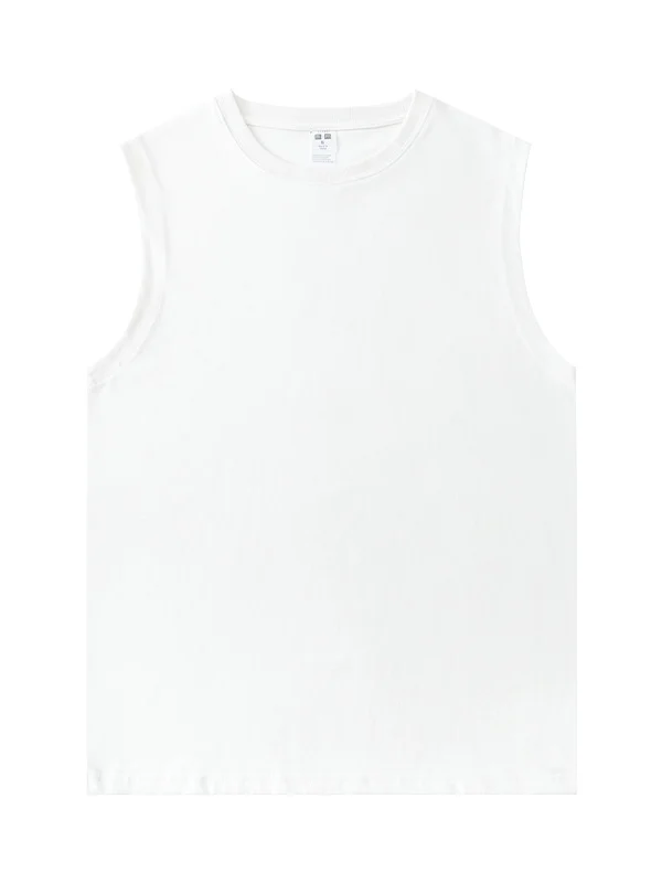 Men's Solid Color Cotton Round Neck Basic Casual Tank Top