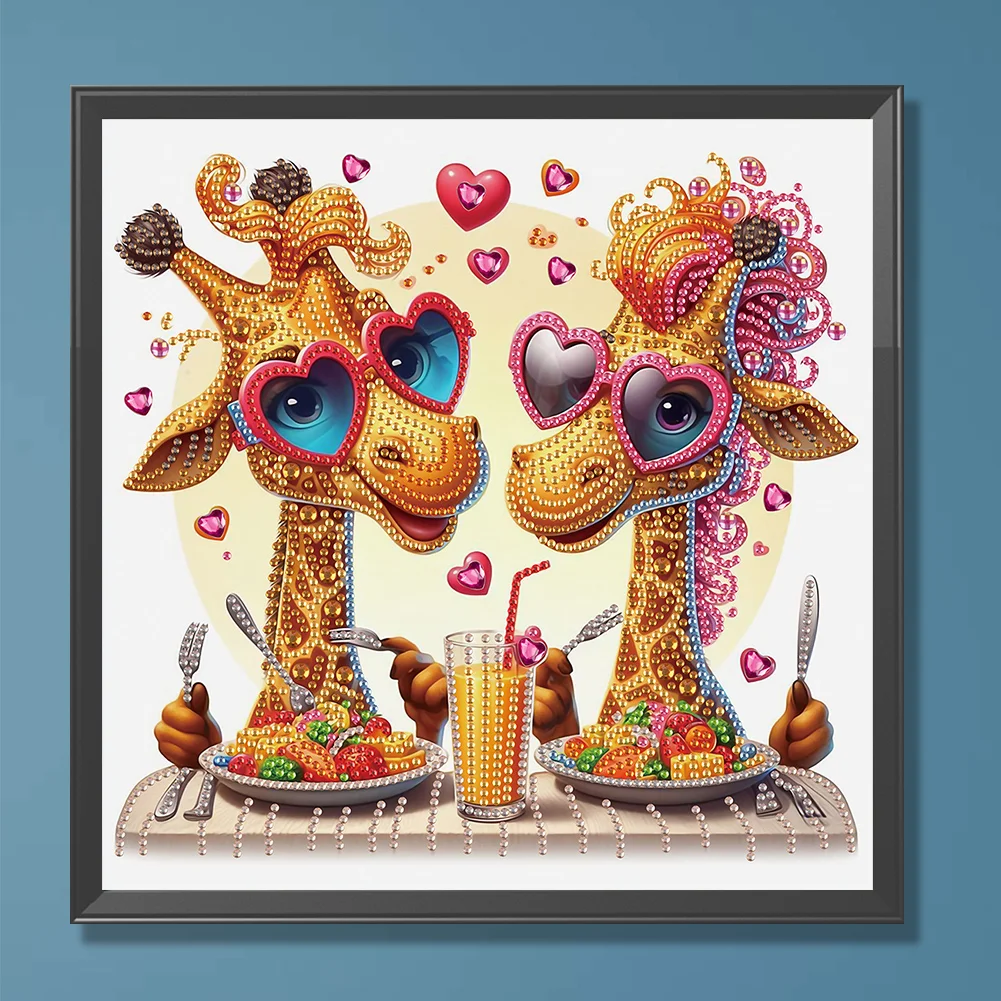 Diamond Painting - Partial Special Shaped Drill - Funny Giraffe(Canvas|30*30cm)