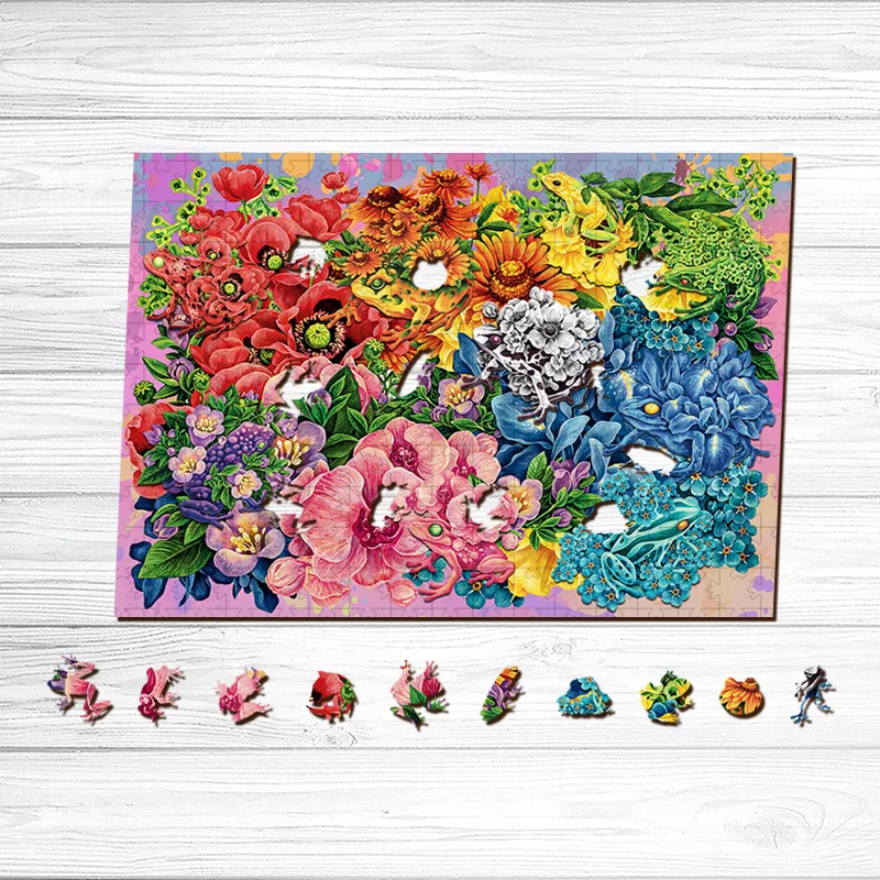 Jeffpuzzle™-JEFFPUZZLE™ Frogs Army Wooden Puzzle