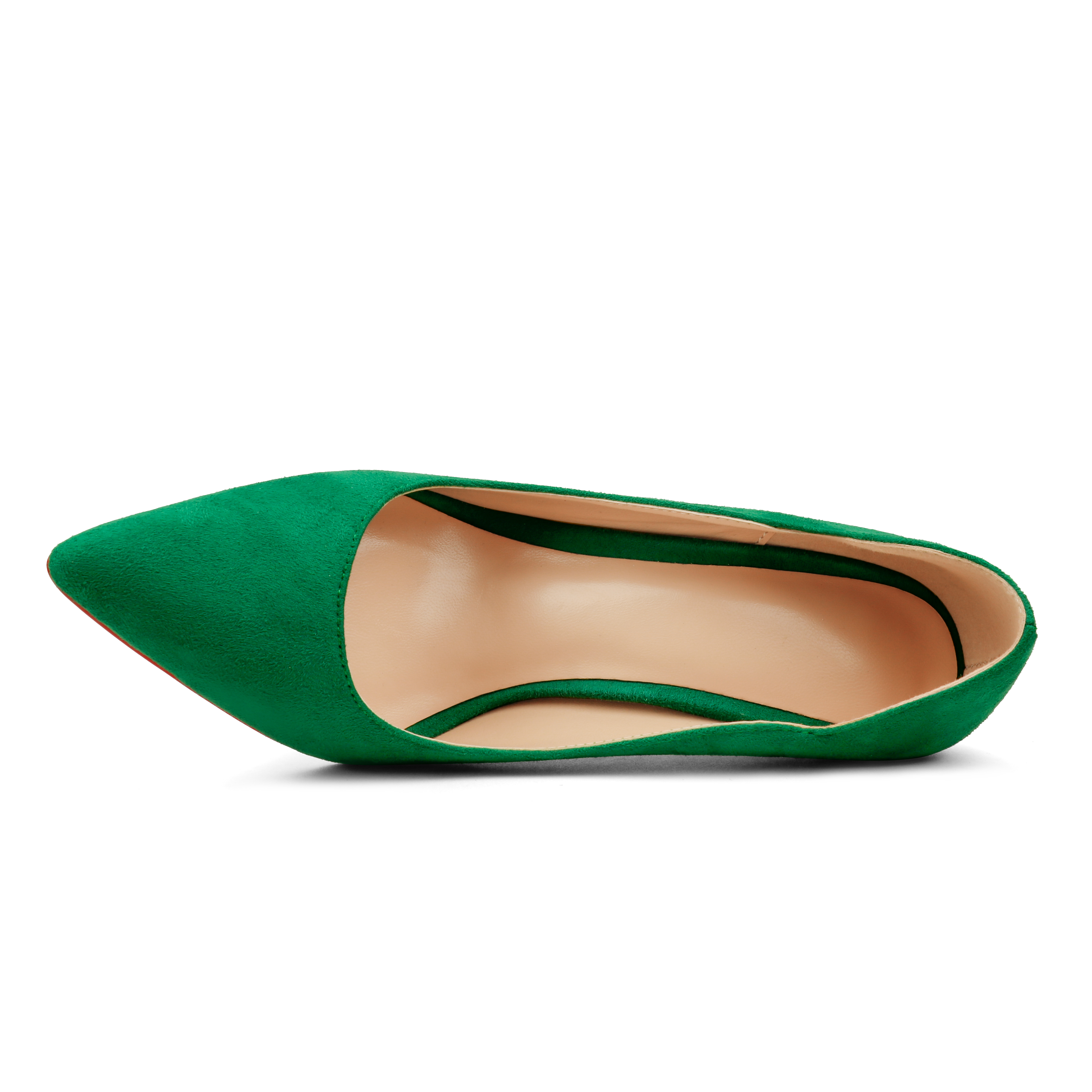 3.94" Women's Classic Pointed Toe Suede Shoes Red Bottom High Heels for Party Wedding Pumps-MERUMOTE