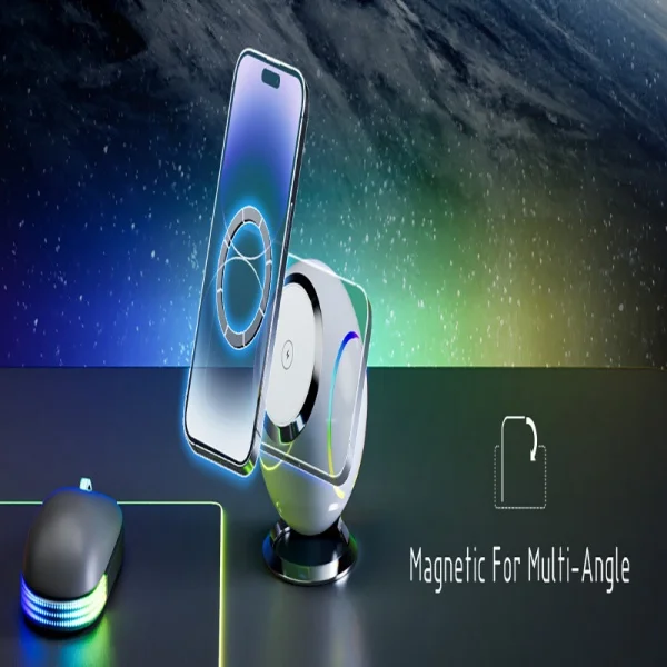 Three-in-one Spherical Ambient Light Vertical Magnetic Wireless Charger