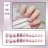 Bayuyun 24Pcs/Set Coffee Leopard French Fake Nails with Diamonds Japan Korean Artificial Acrylic Press on Nails Removable Stick on Nails