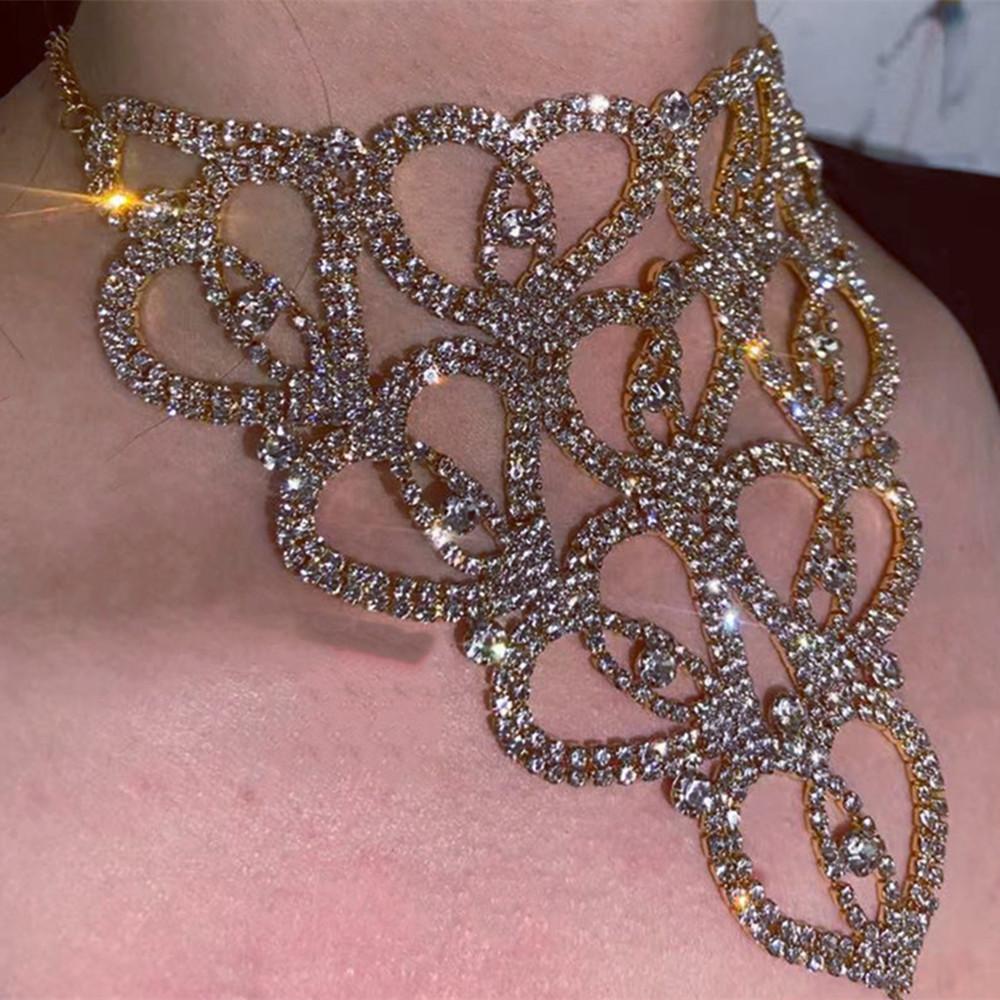 Rhinestone Heart Collar Choker Necklace for Women | Oxredo Shop Ramadan Sale