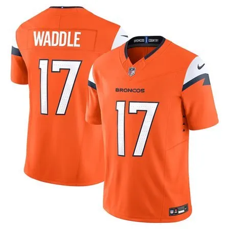 Youth Denver Broncos #17 Jaylen Waddle Orange Vapor F.U.S.E. Limited Stitched Football Jersey