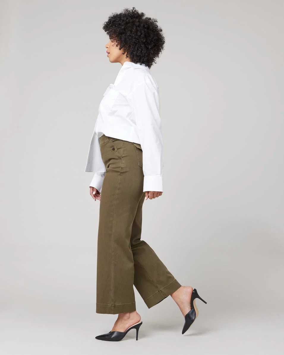 Stretch Twill Cropped Wide Leg Pant