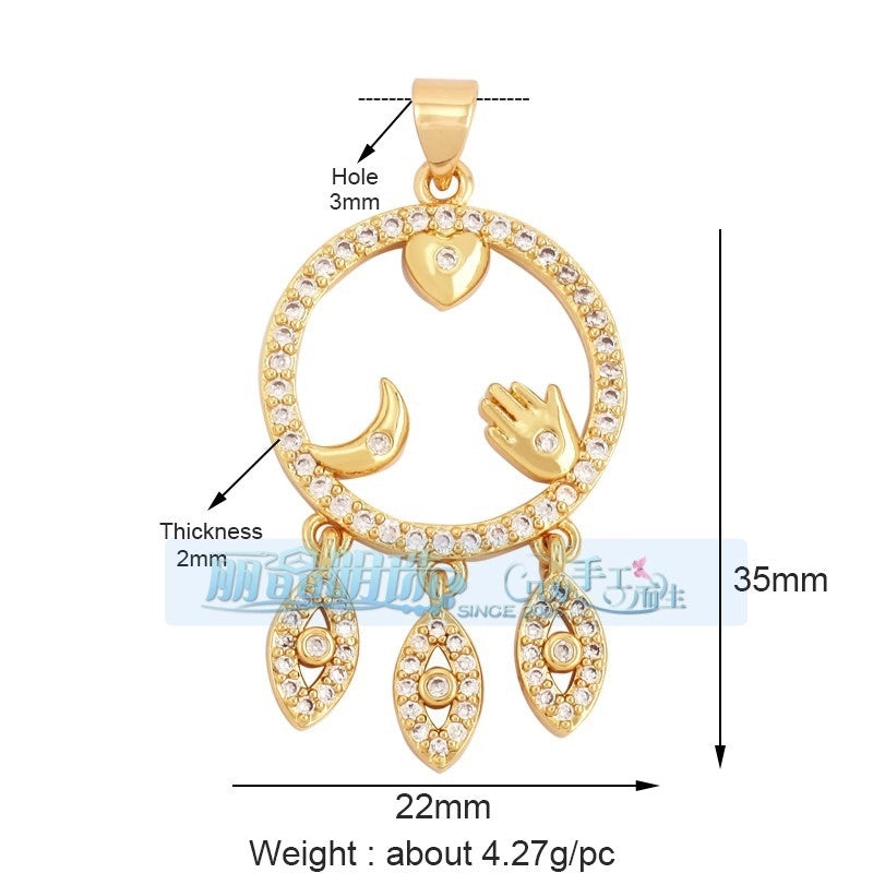 1 Piece Copper Zircon Devil’s Eye Pendant Jewelry Accessories