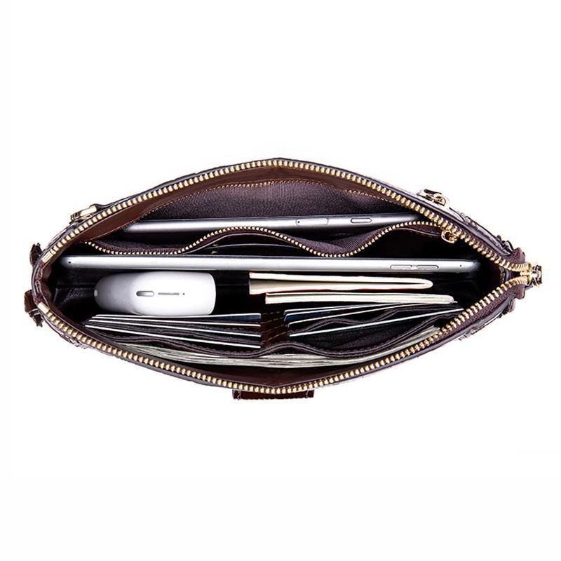 Mens Business Crocodile Leather Clutch Bag