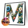 Flower Letter N-Full Round Diamond Painting 30*30CM