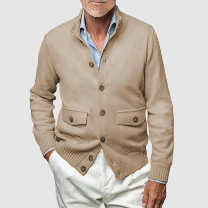 Men's Stand Collar Loose Cashmere Button Cardigan
