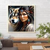(40*40cm)Indian Beauty Wolf - Full Round Drill Diamond Painting