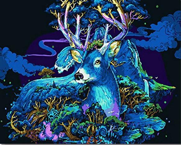 

Dark Blue Deer – Paint By Numbers - 40*50CM, 501 Original