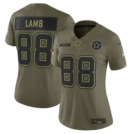 Women's Dallas Cowboys #88 CeeDee Lamb  Olive 2025 Salute to Service Limited Jersey