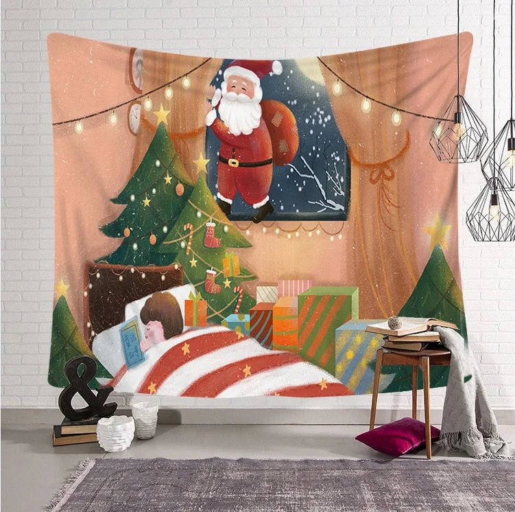 Christmas Home decor Santa Claus Hot Xmas Art Home Wall Hanging Tapestry Wall Ornamentation Christmas Wall Decor Tapestry