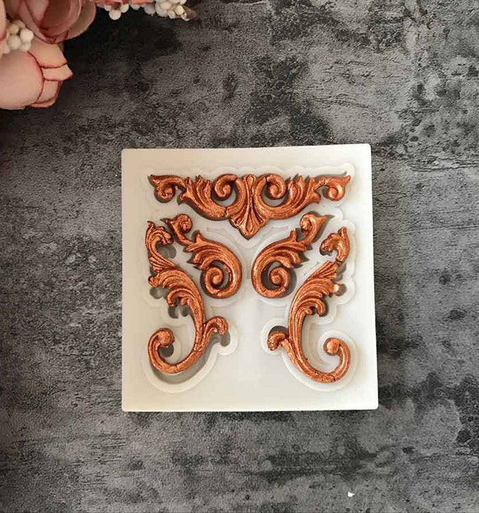 Vintage European Antique Embossing Mirror Frame Silicone Fondant Mould