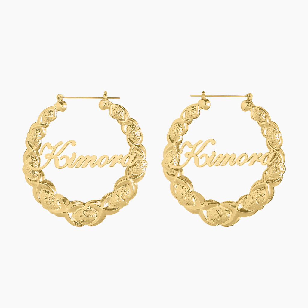 Custom Name Earrings with XO Hoops