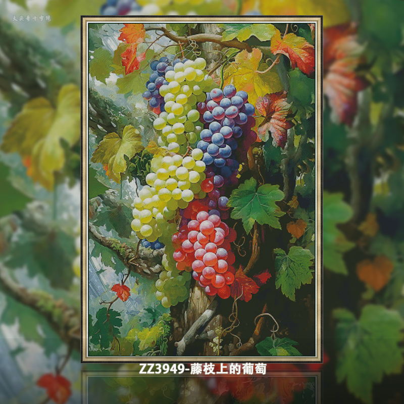 [ZZ3949-Grape on the vine branch]  Painting Fairy Cross Stitch