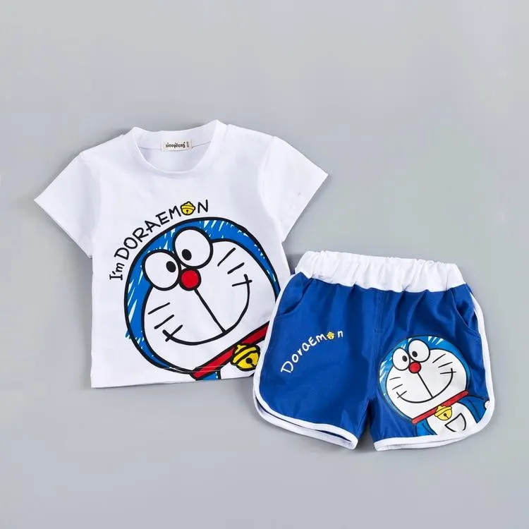 Summer Baby Boy Girl Cartoon Clothes Outfit Suit Cute Children Cotton 1 2 3 4 Years Kids Boys Sets T-shit+ Shorts