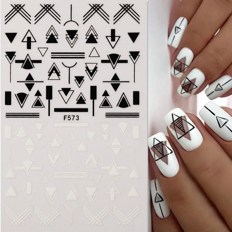 1PC Geometric Design 3D Nail Sticker Flower Leaves Face Image Transfer Foil Paper Decorations Manicures Slider-Nail Inspo