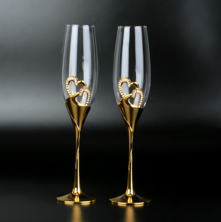2Pcs/Set Crystal Champagne Glasses