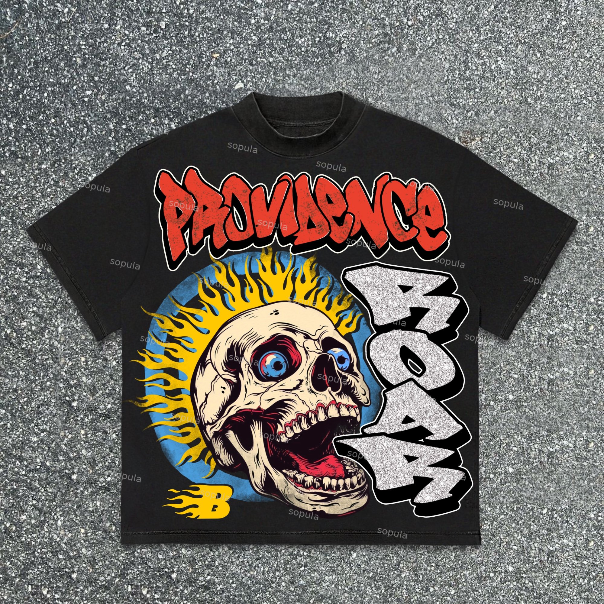 Roaring Skull Make Old Graphics Cotton T-Shirt