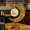 Muslim Crescent Moon Lamp Ramadan Gifts Islamic Table Decor Night Lamp Eid Mubarak Ramadan Lights for Home Bedroom Dining Holiday Festival Decor