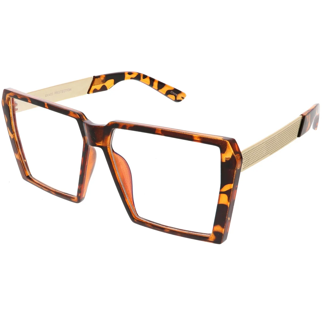 Oversize Modern Chunky Square Eyeglasses Flat Clear Lens 60mm