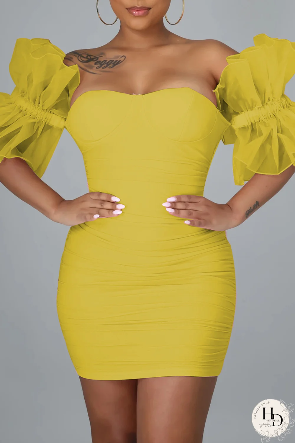 White Sexy Solid Mesh Off the Shoulder Pencil Skirt Dresses