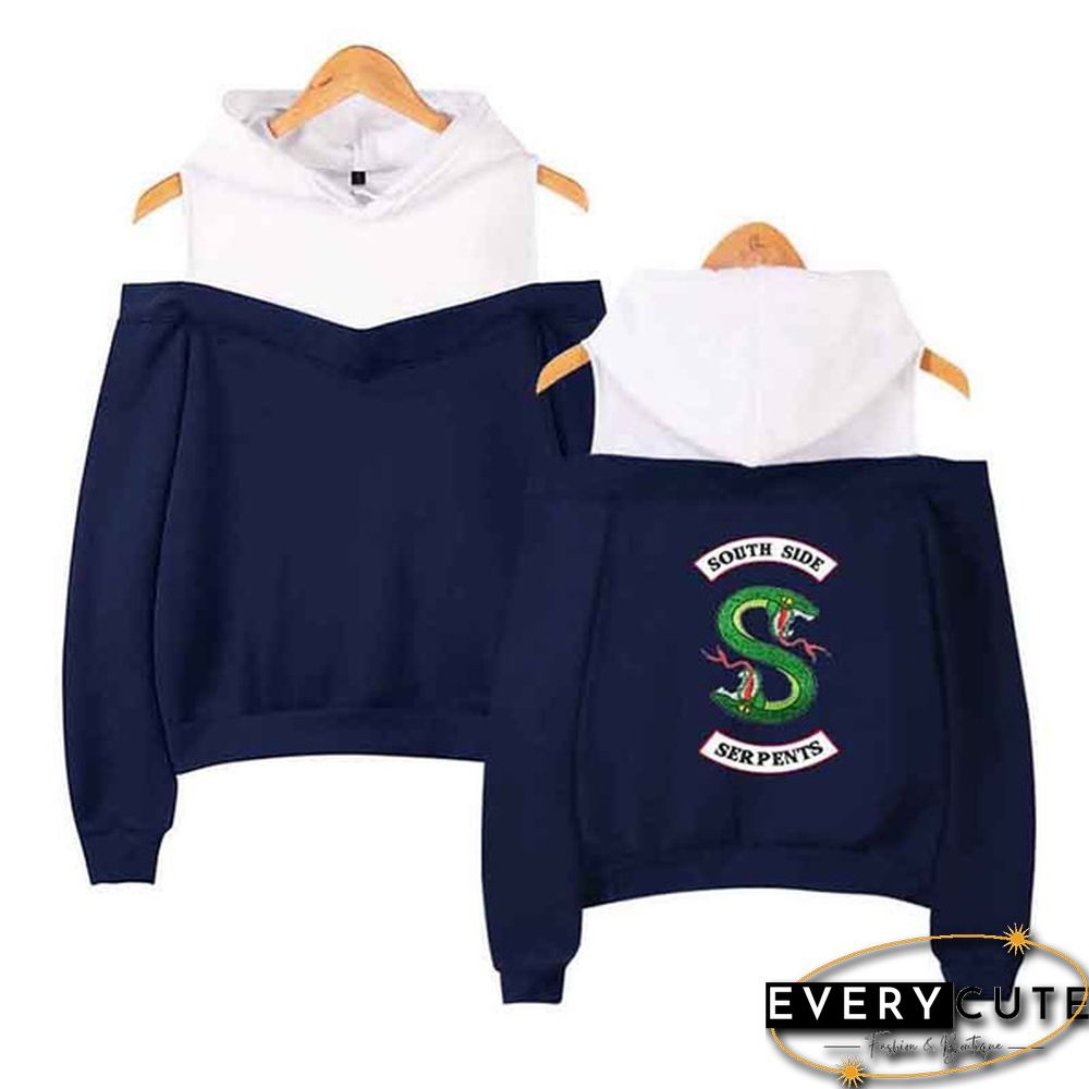 Southside Serpents Women Hooded Hoodies Girls Long Sleeve Sweatshirts Off Shoulder Sexy