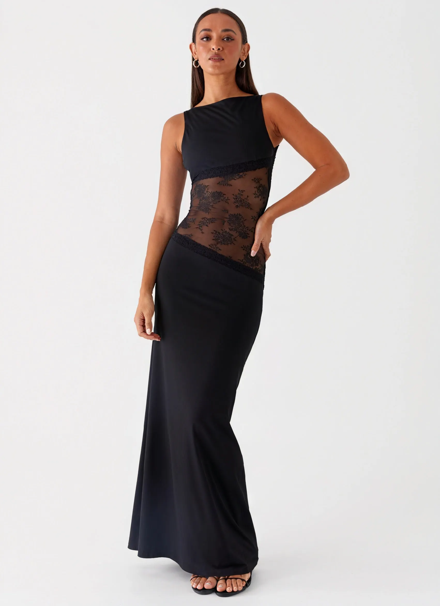 Damen Maxikleid – Ärmellos mit Spitzenpanel, Elegant, Abendkleid-83478-cd0d88ce-8f4b-4c49-b224-7acfe9121435