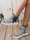 Casual Lace-up Decor Fringe High Top Canvas Shoes with Side Zip