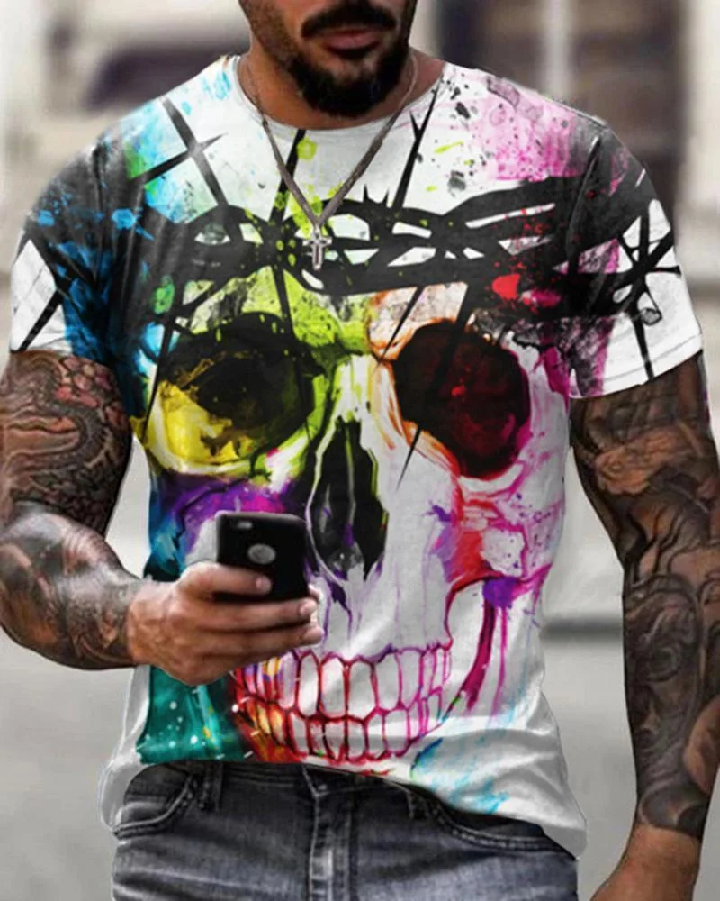 Men Skull Print Casual T-shirt