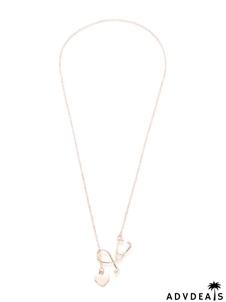 Heart Detail Pendant Link Necklace