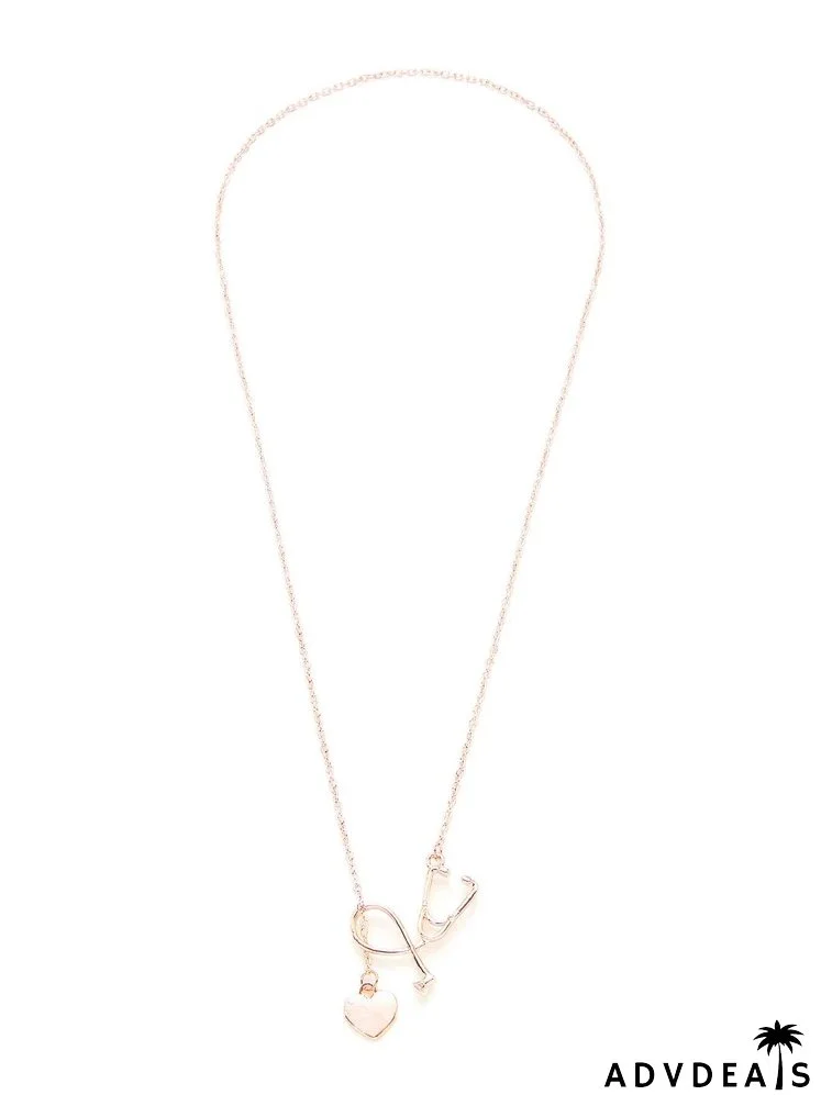 Heart Detail Pendant Link Necklace