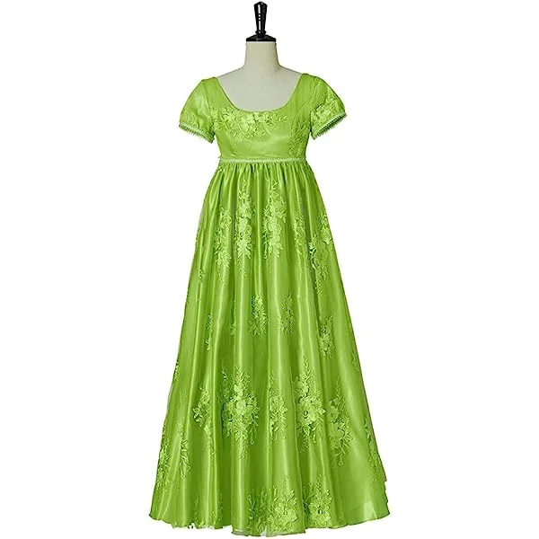 Penelope Featherington Green Dress Women's Regency Dress Victorian Tea Gown Dress