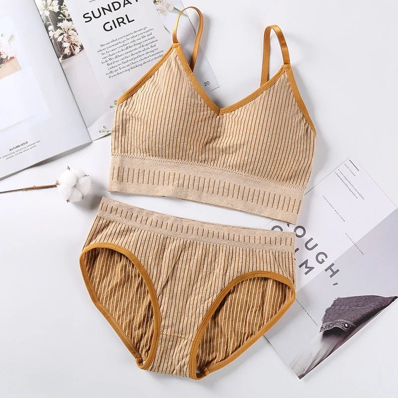 Sexy Women Bra Panties Set Push Up Bra Sport Top Set Letter Seamless Active Bra Female Lingerie Set Fitness Crop Top Underwear