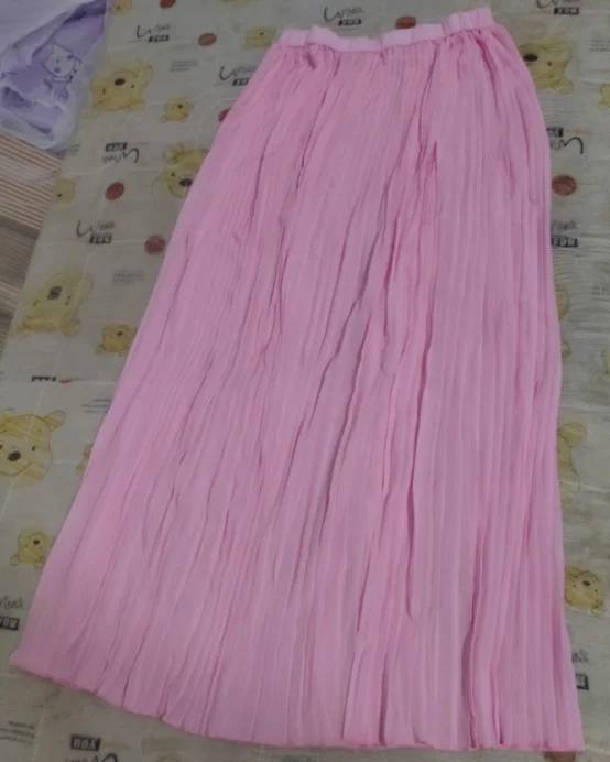 Uveng Uveng 2024 New Large-Size High-Waisted Half-Dress Women's Large Swing Skirt Wrinkles Long Skirt