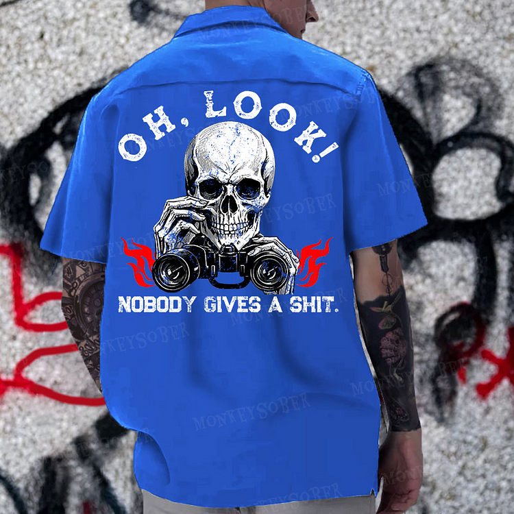 Oh Look Nobody Gives A Shit Reversible Printed Button Up Shirt