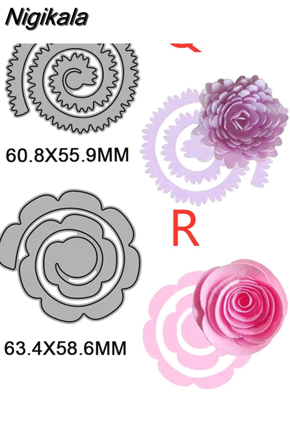Nigikala Spiral Flower Garland Metal Cutting Dies for DIY Scrapbooking Album Decorative Crafts Embossing Paper Cards Making 2023 New
