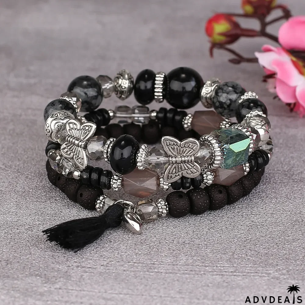 Women's Butterfly Tassel Pendant Multi-layer Bracelet