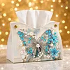 DIY PU Diamond Painting Tissue Box Kit Desktop Tissue Holder with Rhinestone Diamond Desk Decorative Tissue Box for Adults Desktop Storage Organizer