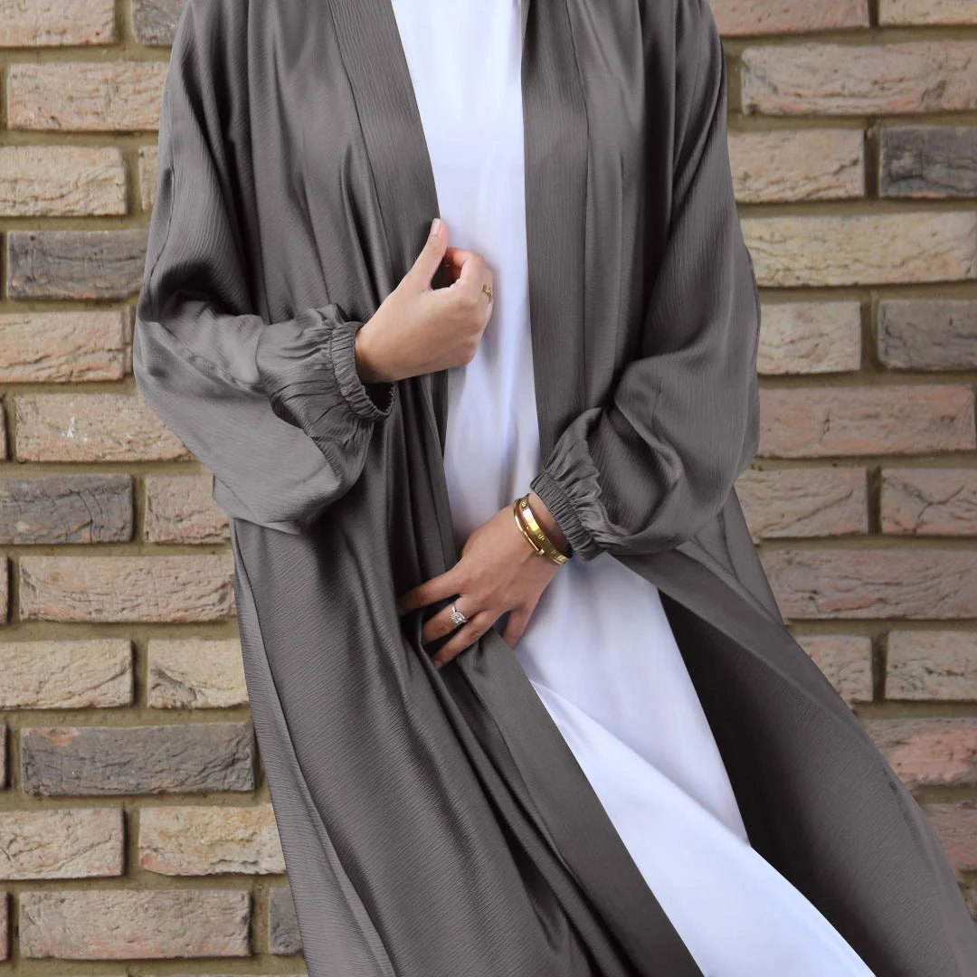Uveng Casual Swing Plus Size Cardigan Robe Drawstring Sleeve Dress