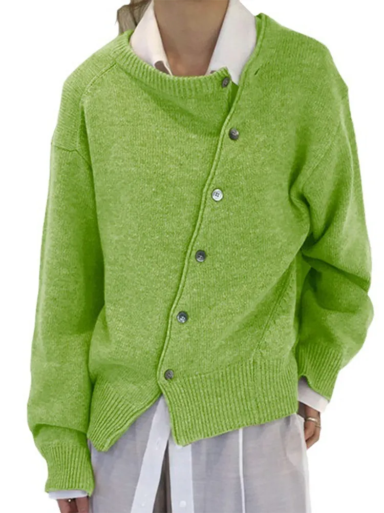 Women's Irregular Button Cardigan Sweater