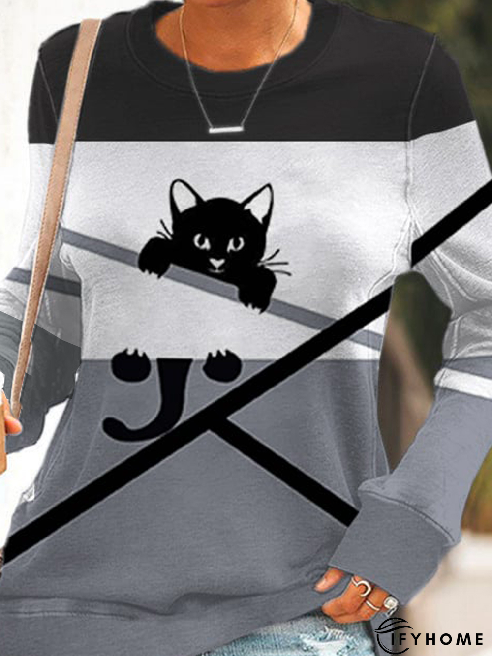 Loose Jersey Casual Crew Neck Sweatshirt | IFYHOME